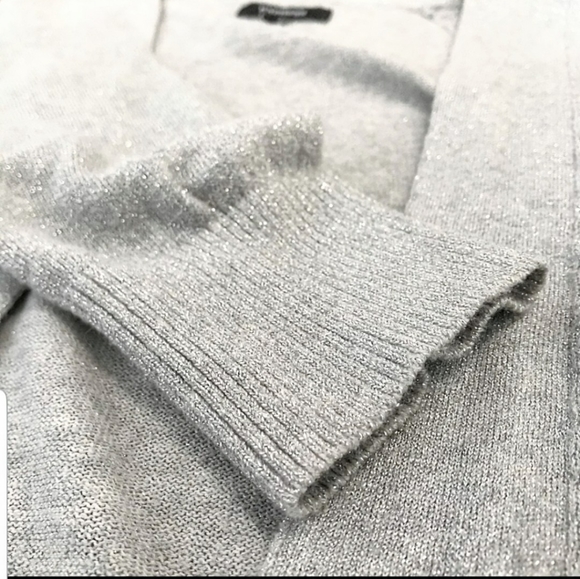 Sparkly Silver 3/4 Sleeve Open-Front Cardigan - Picture 3 of 10